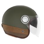 Κράνος Jet Heritage Leather Matt Green ECE 22.06 - NOX